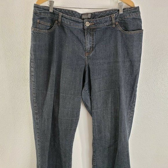 Venezia Womens Straight Leg Jeans Blue Stretch Dark Wash Faded Denim Plus 40x31 - Picture 4 of 10